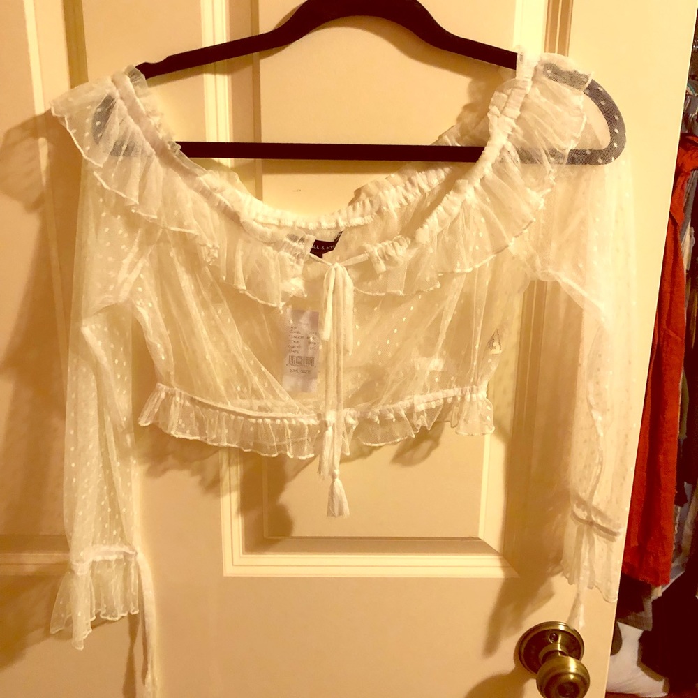 Pacsun lace off the shoulder crop top